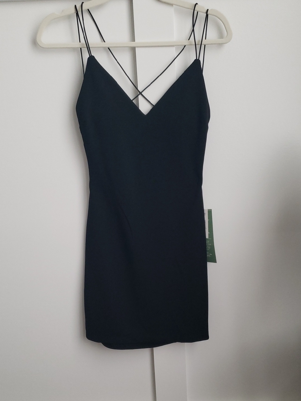 B. Smart Black Double-Strap V-Neck Mini Dress